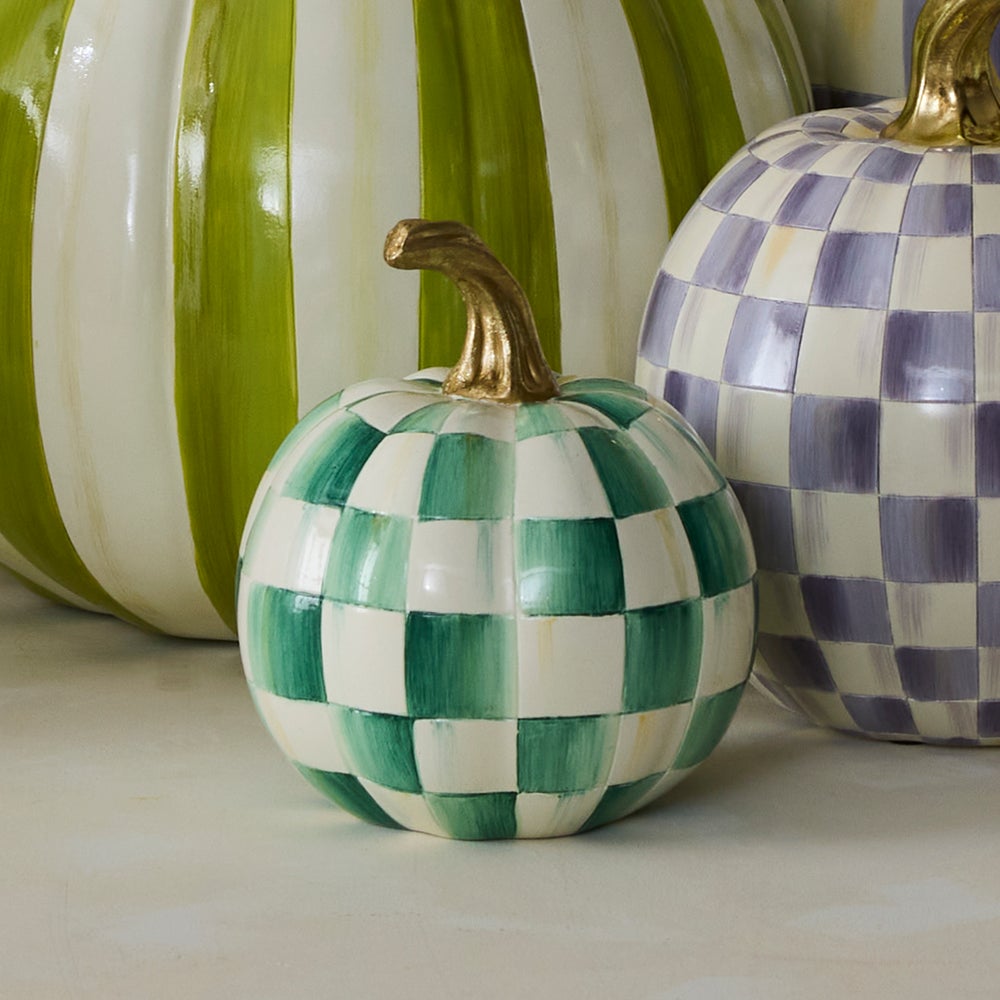 MacKenzie-Childs Emerald Check Pumpkin, Mini
