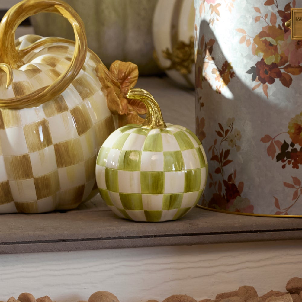 MacKenzie-Childs Moss Check Pumpkin, Small