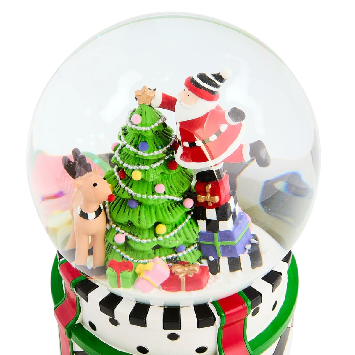 MacKenzie-Childs Santa and Rudolph Snow Globe