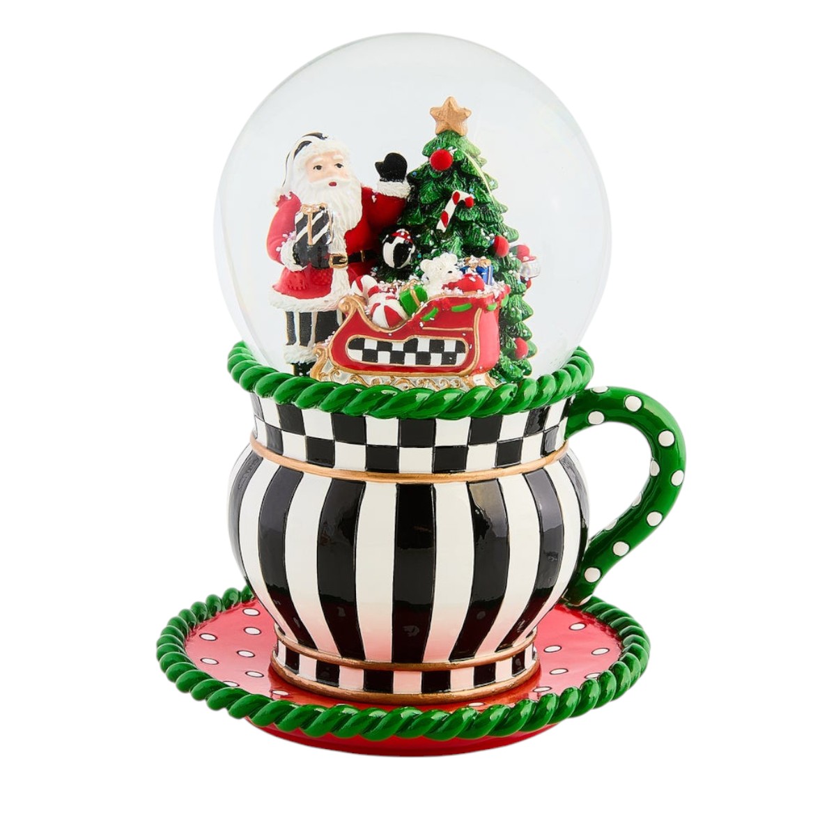 MacKenzie-Childs Check It Out Teacup Snow Globe