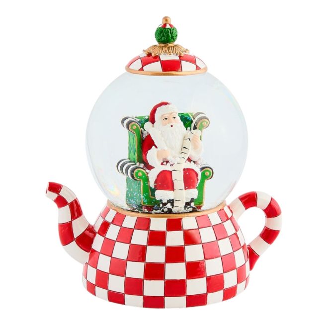 MacKenzie-Childs Check It Out Teapot Snow Globe