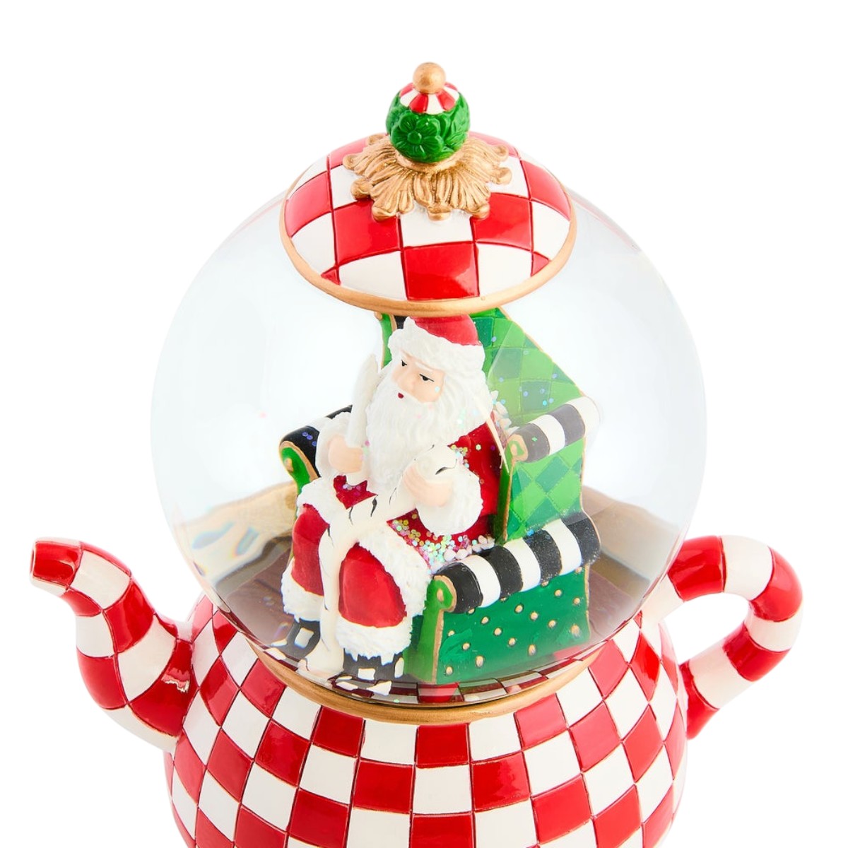 MacKenzie-Childs Check It Out Teapot Snow Globe