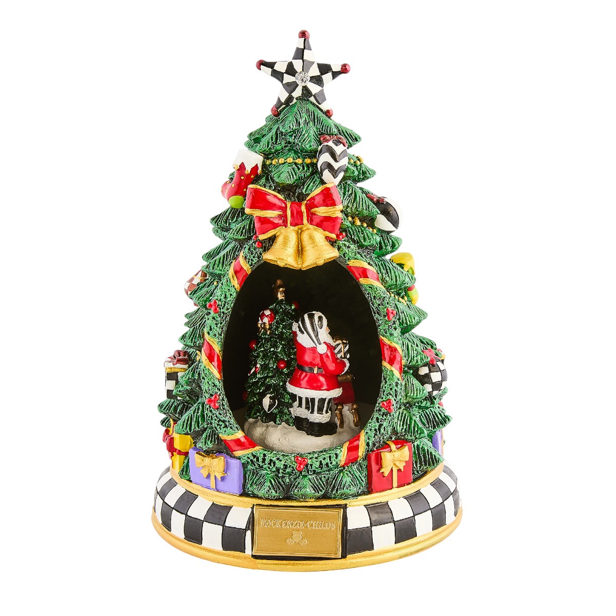 MacKenzie-Childs Courtly Check Christmas Tree and Santa Musica Display