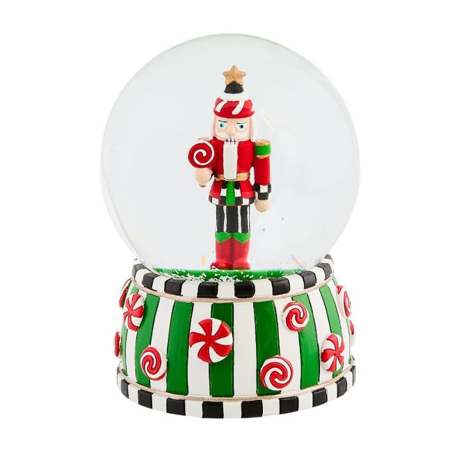 MacKenzie-Childs Candy Cottage Nutcracker Snowglobe
