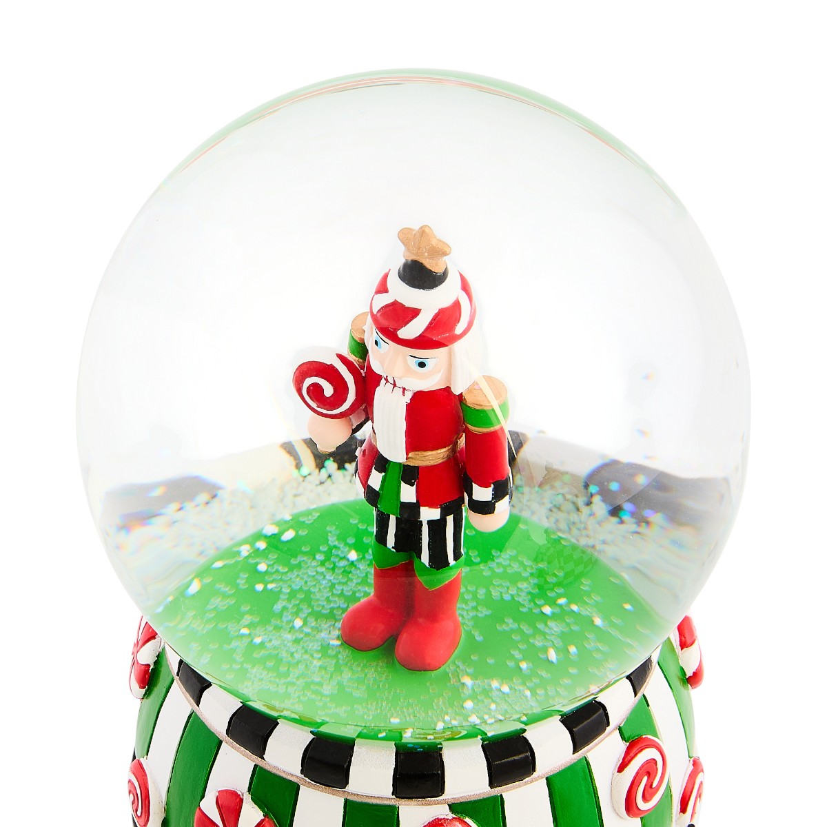 MacKenzie-Childs Candy Cottage Nutcracker Snowglobe