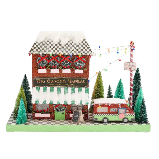 MacKenzie-Childs Check It Out Illuminated Garden Market Paper House