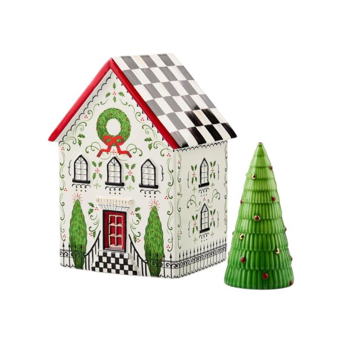 MacKenzie-Childs Holly Village Illuminated Ceramic House