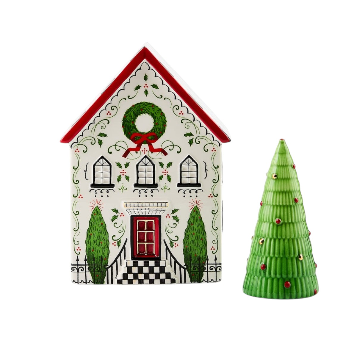MacKenzie-Childs Holly Village Illuminated Ceramic House