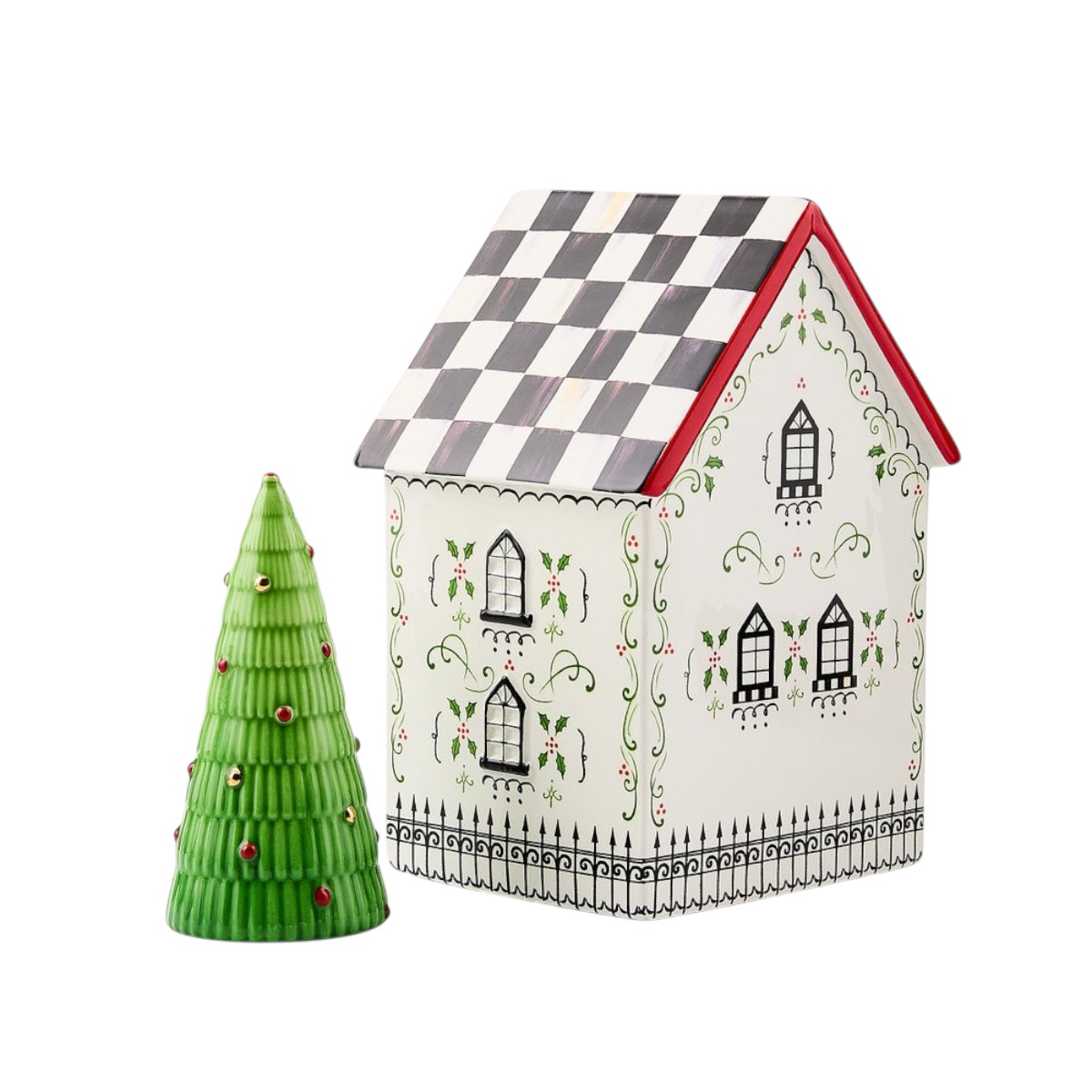 MacKenzie-Childs Holly Village Illuminated Ceramic House