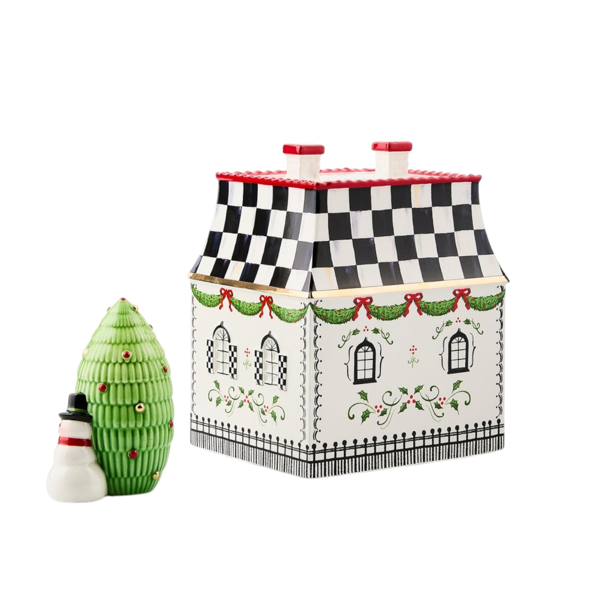 MacKenzie-Childs Holly Village Illuminated Ceramic Villa