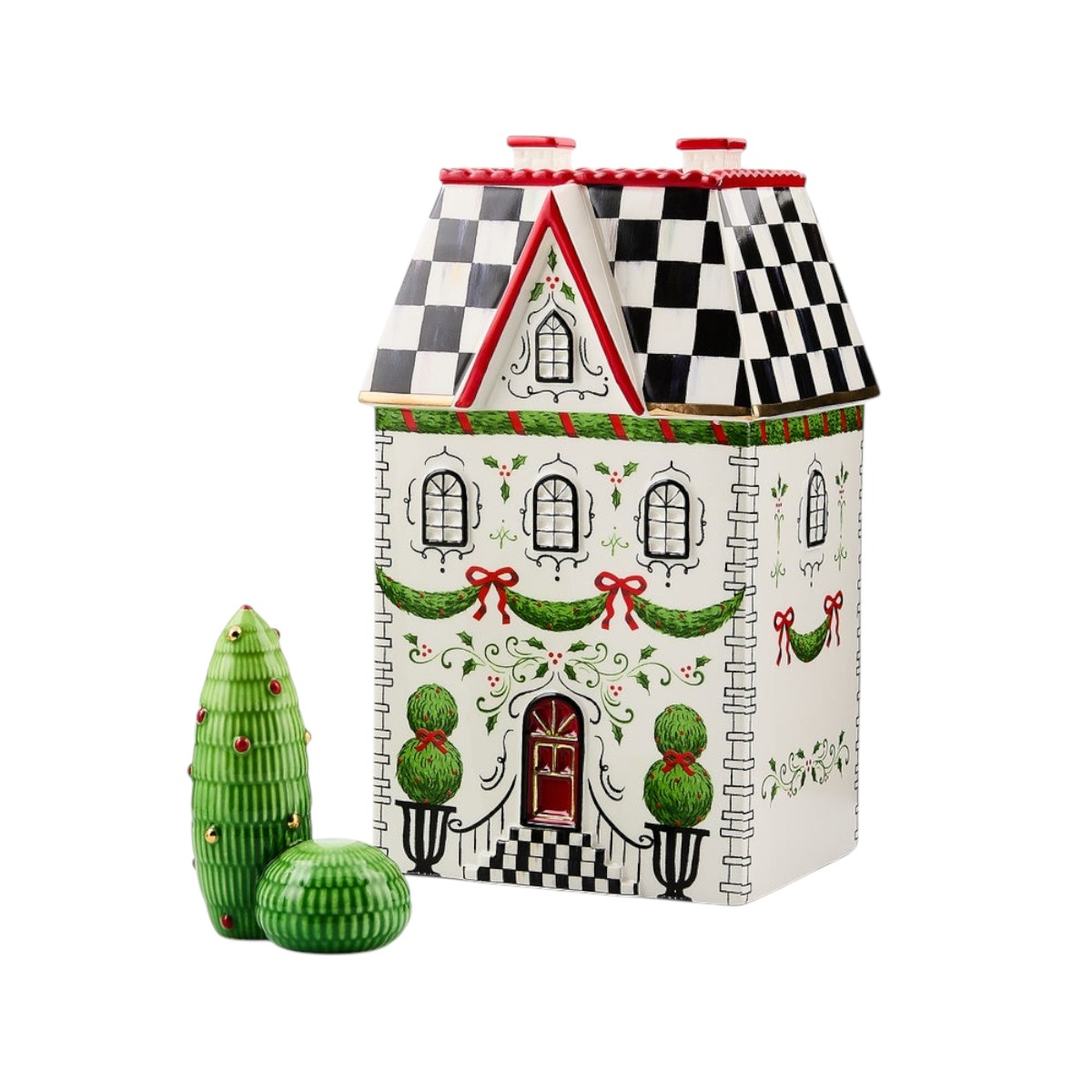 MacKenzie-Childs Holly Village Illuminated Ceramic Cottage