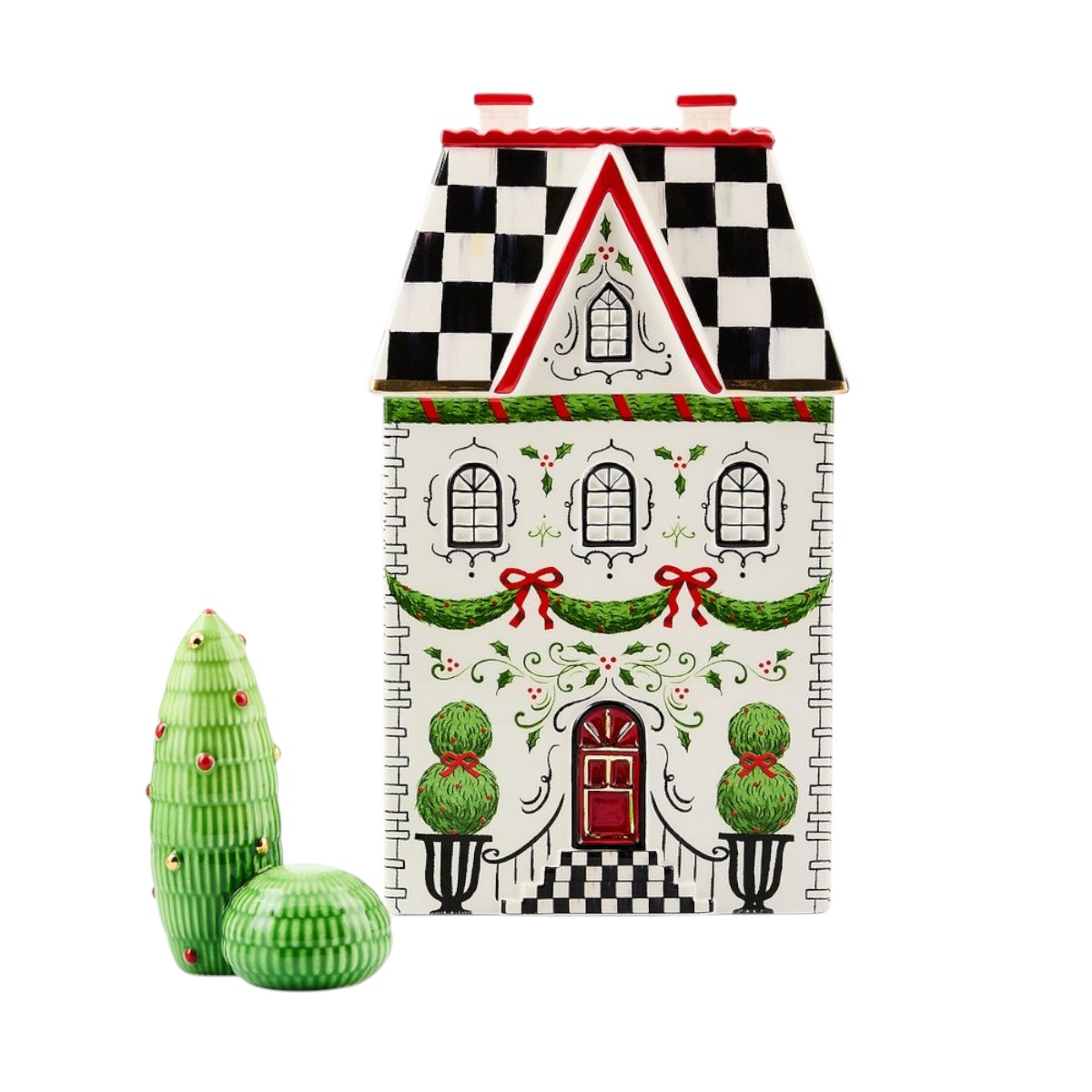 MacKenzie-Childs Holly Village Illuminated Ceramic Cottage