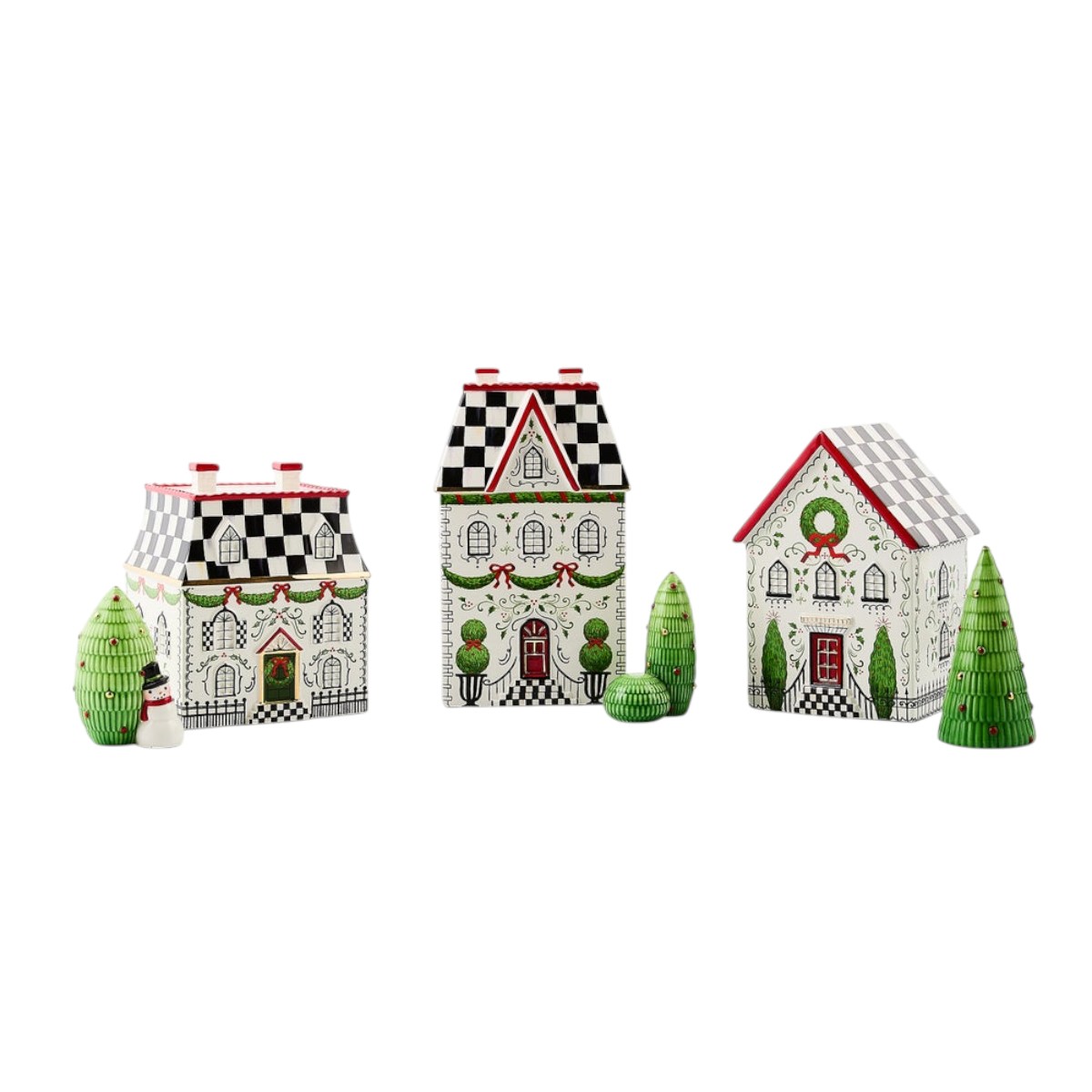MacKenzie-Childs Holly Village Illuminated Ceramic Cottage