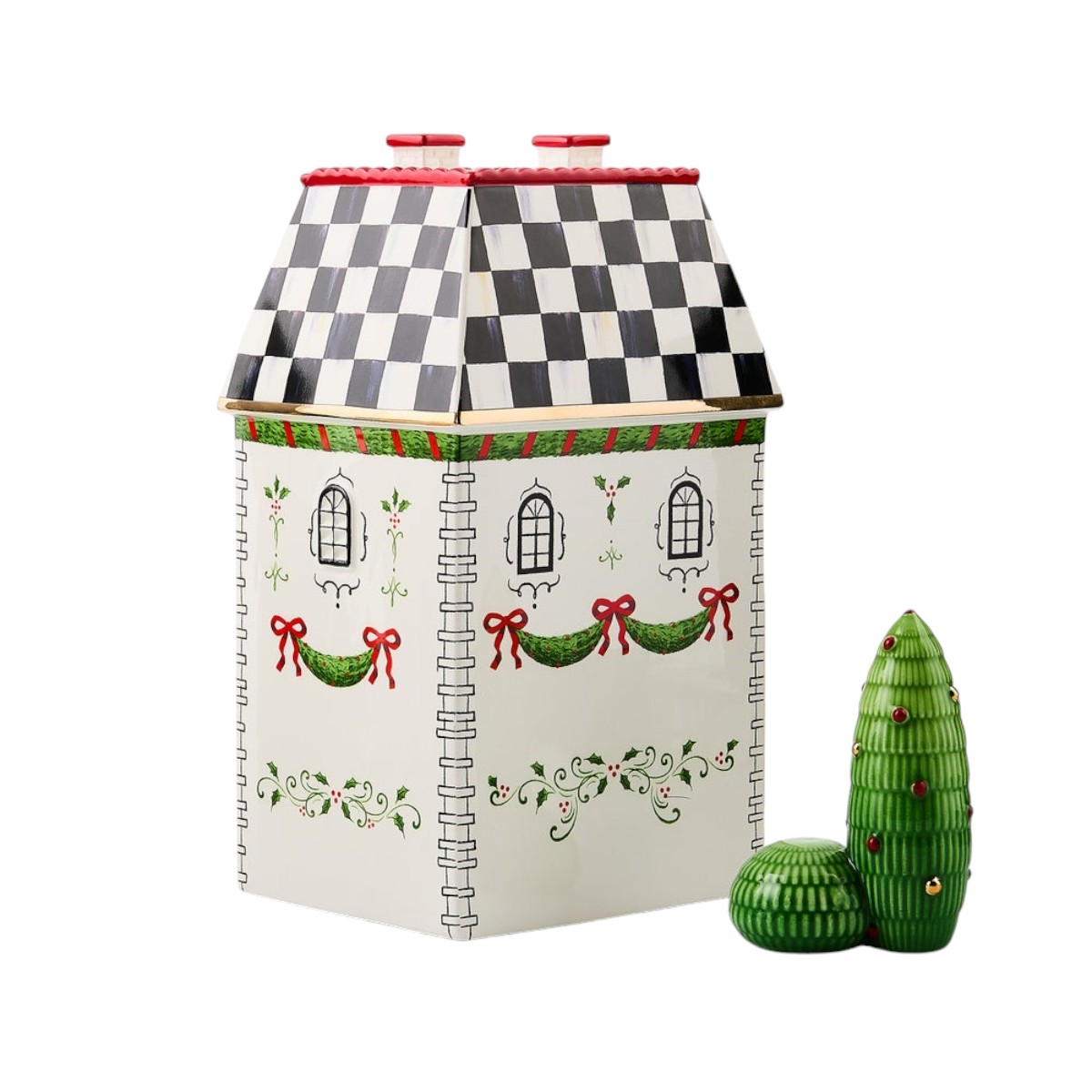 MacKenzie-Childs Holly Village Illuminated Ceramic Cottage