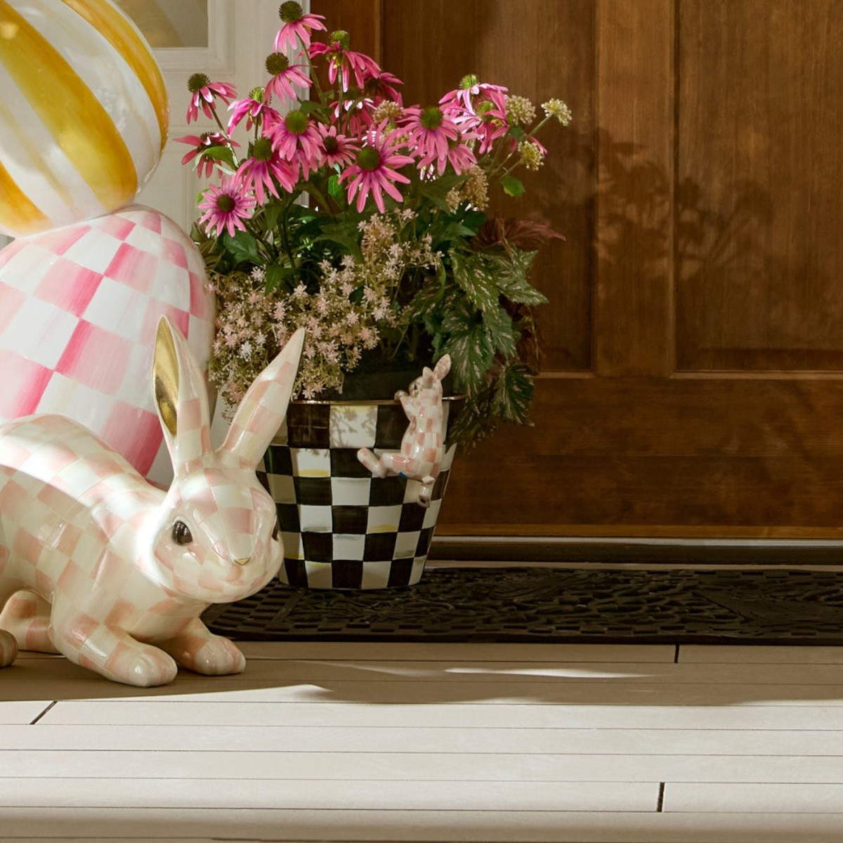 MacKenzie-Childs Funny Bunny Pot Climber, Rosy Check