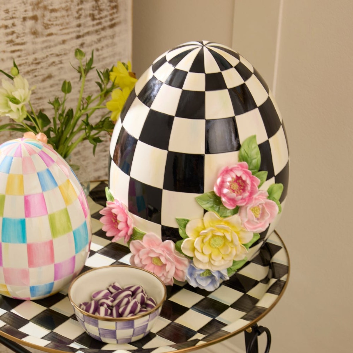 MacKenzie-Childs Floral Tabletop Egg, Frolic Spring