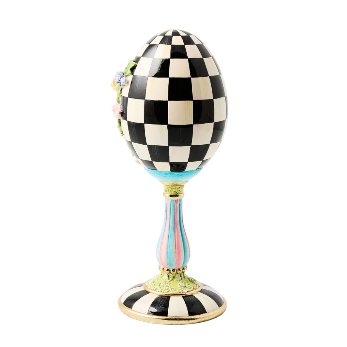 MacKenzie-Childs Floral Pedestal Egg, Frolic Spring