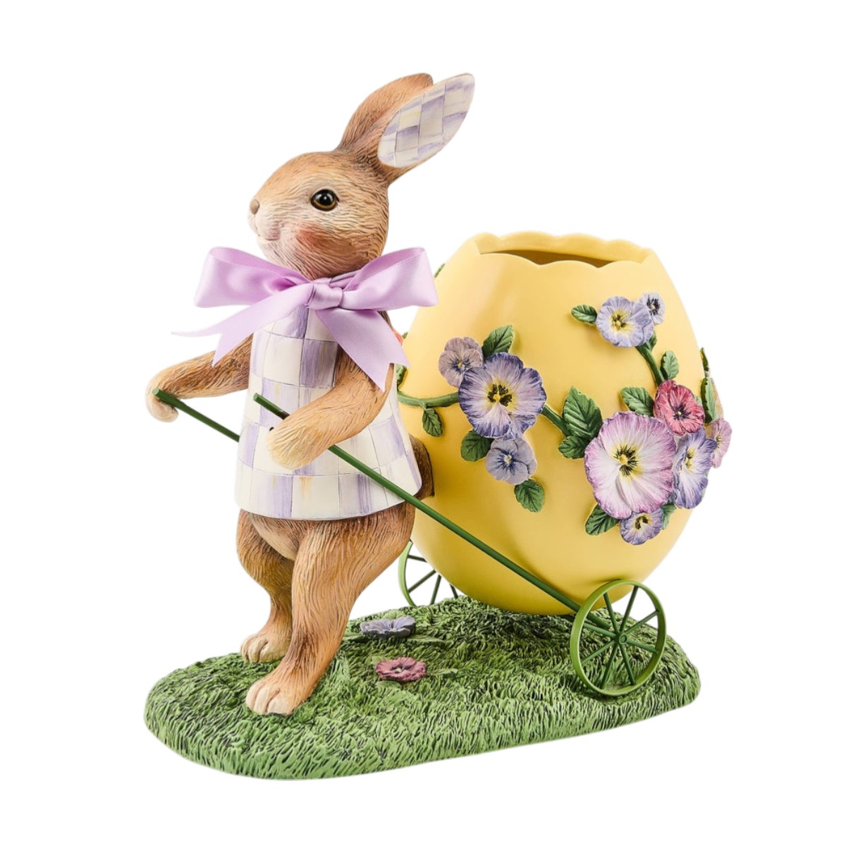 MacKenzie-Childs Pansy Party Bunny And Cart Centerpiece