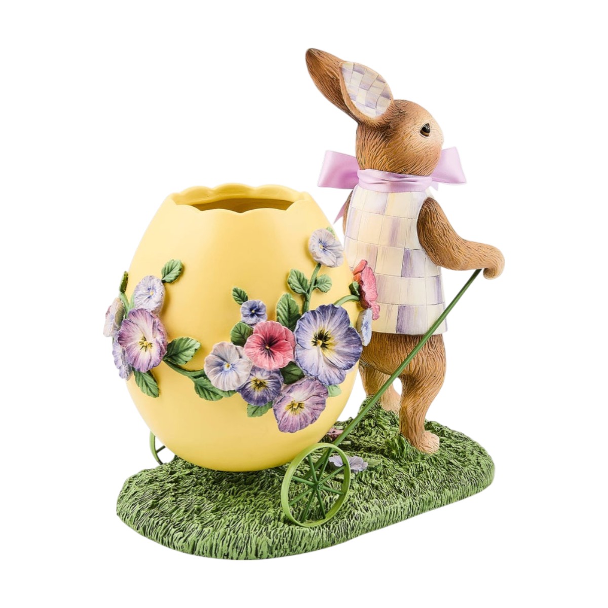 MacKenzie-Childs Pansy Party Bunny And Cart Centerpiece