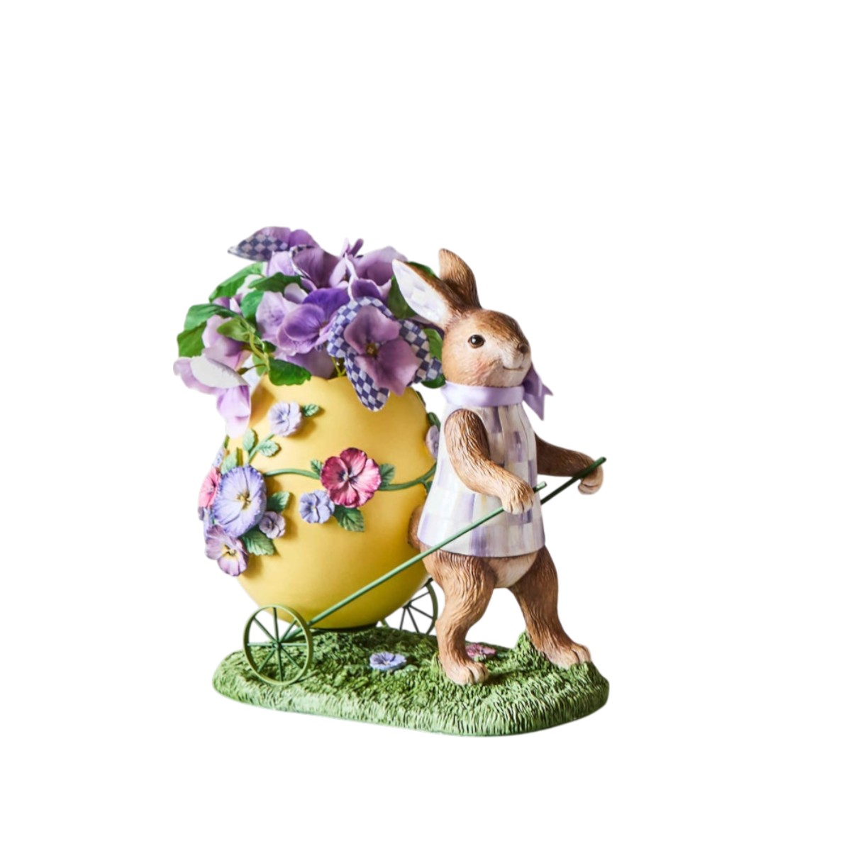 MacKenzie-Childs Pansy Party Bunny And Cart Centerpiece