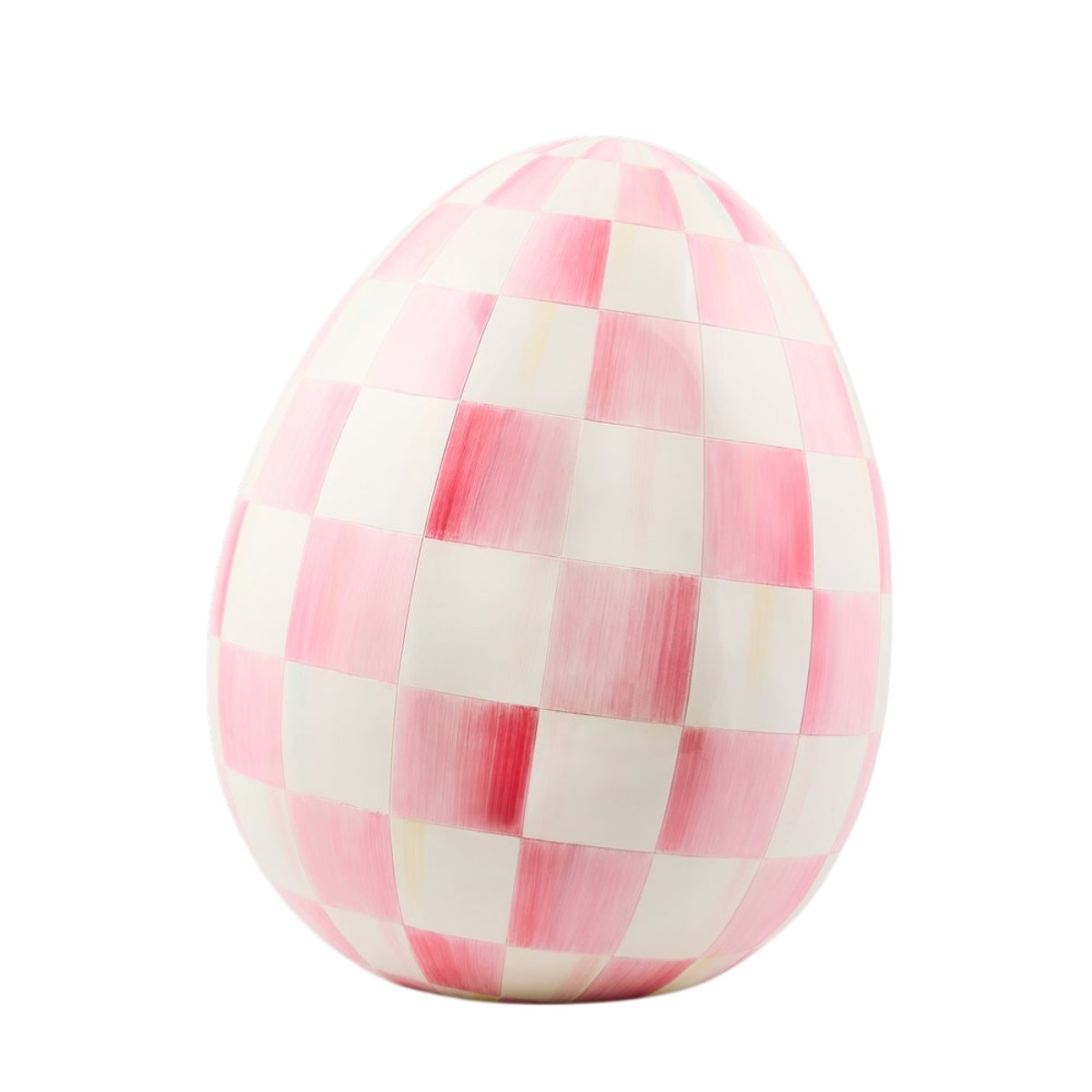 MacKenzie-Childs Large Egg Figurine, Bubblegum Check