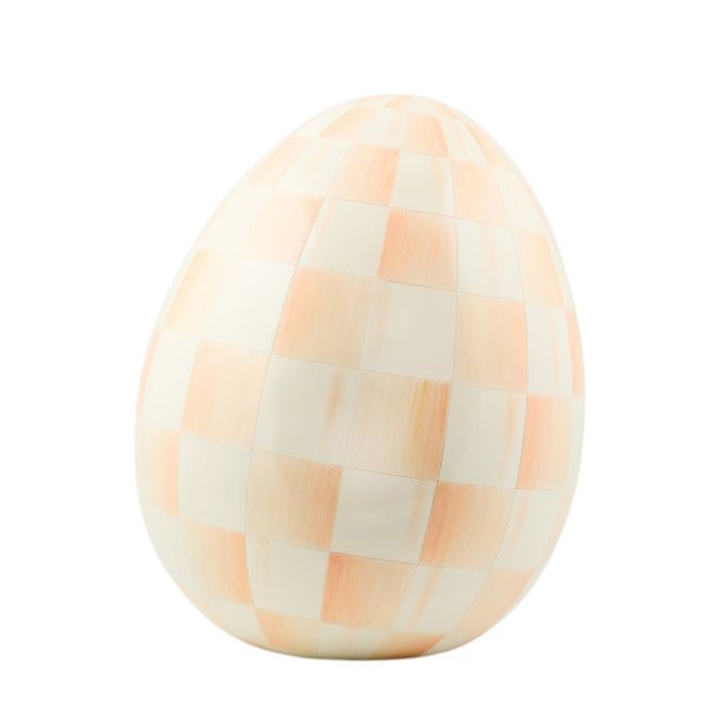 MacKenzie-Childs Large Egg Figurine, Coral Check