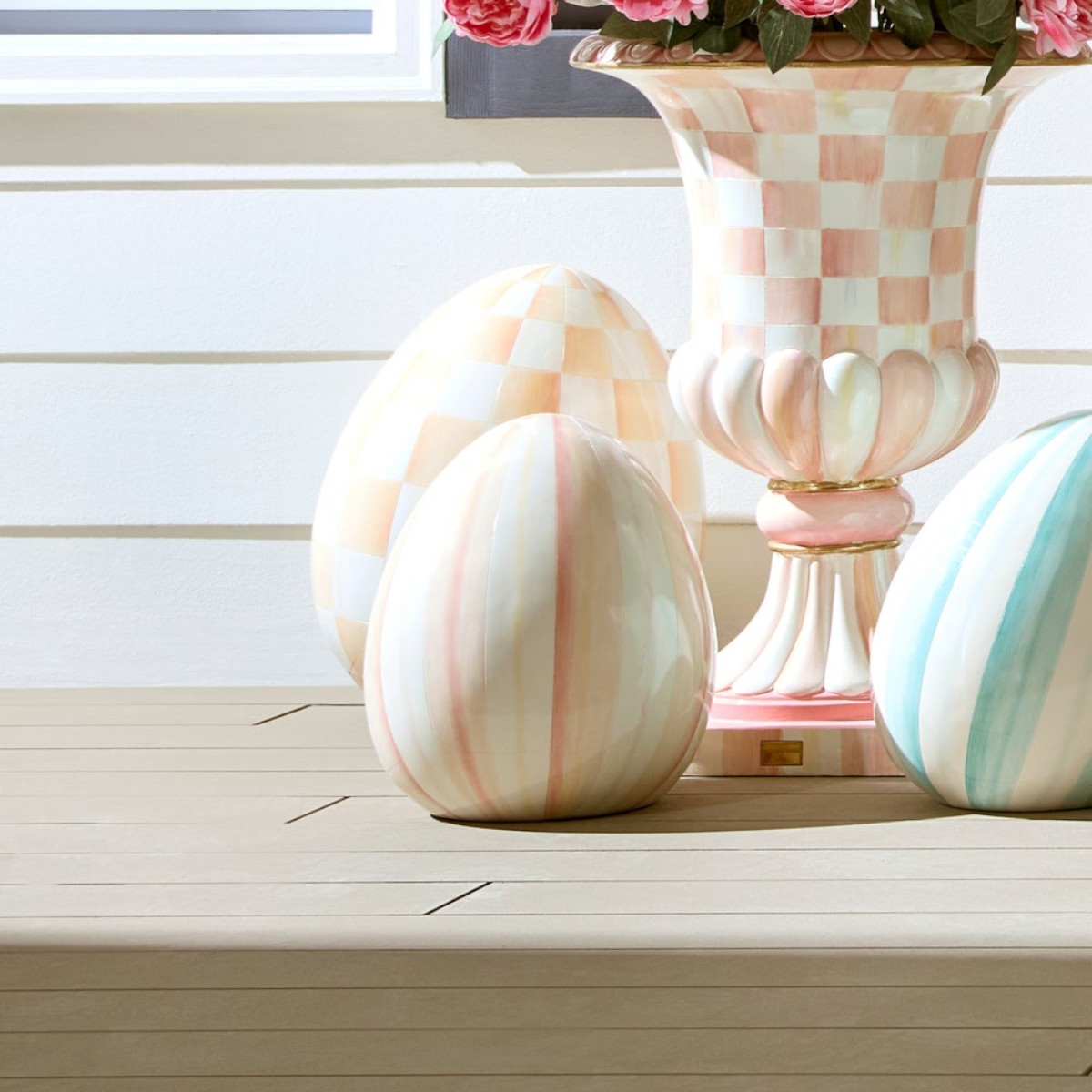 MacKenzie-Childs Medium Egg Figurine, Rosy Stripe