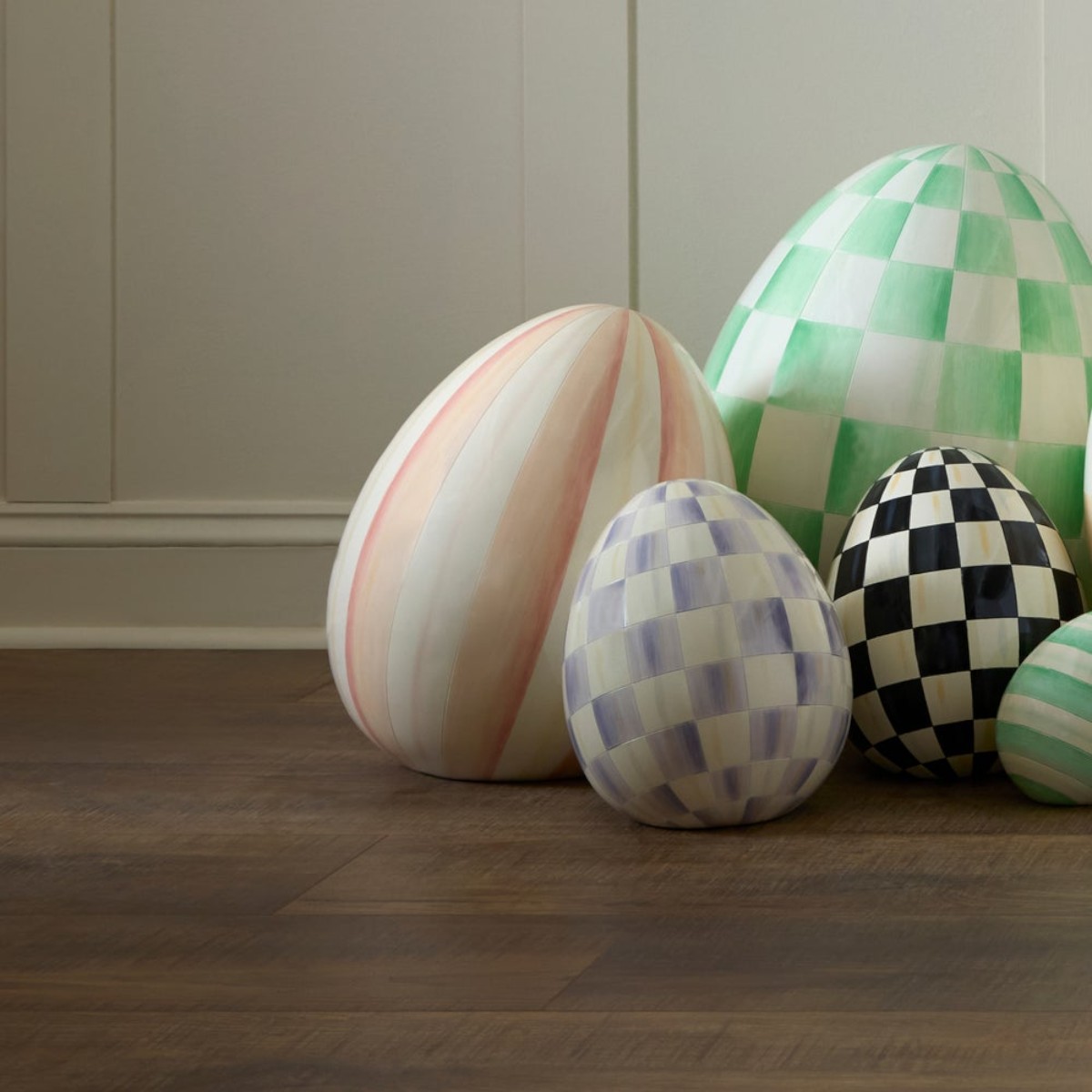 MacKenzie-Childs Medium Egg Figurine, Rosy Stripe