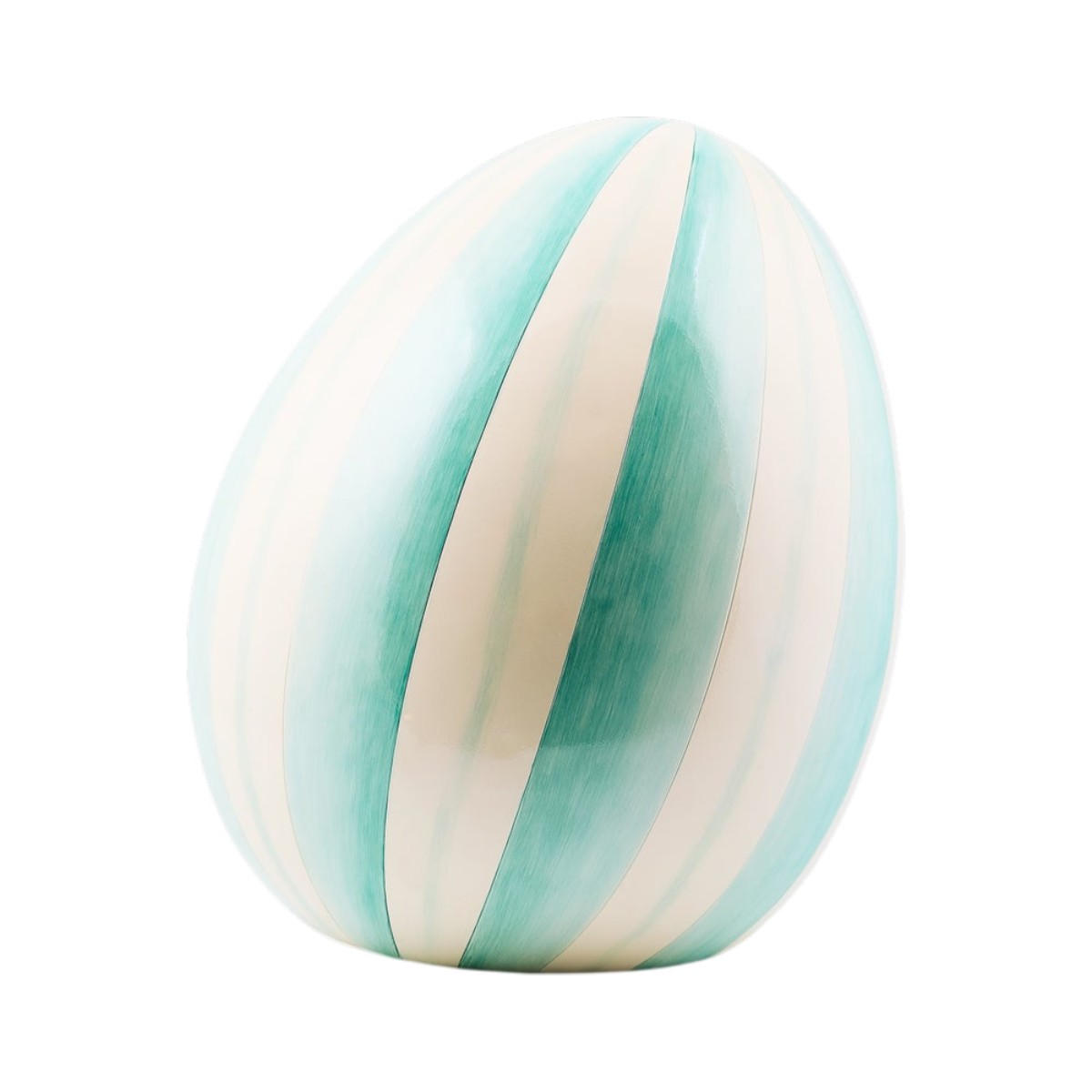 MacKenzie-Childs Medium Egg Figurine, Aqua Stripe