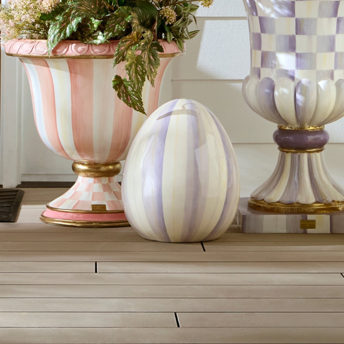 MacKenzie-Childs Medium Egg Figurine, Violet Stripe