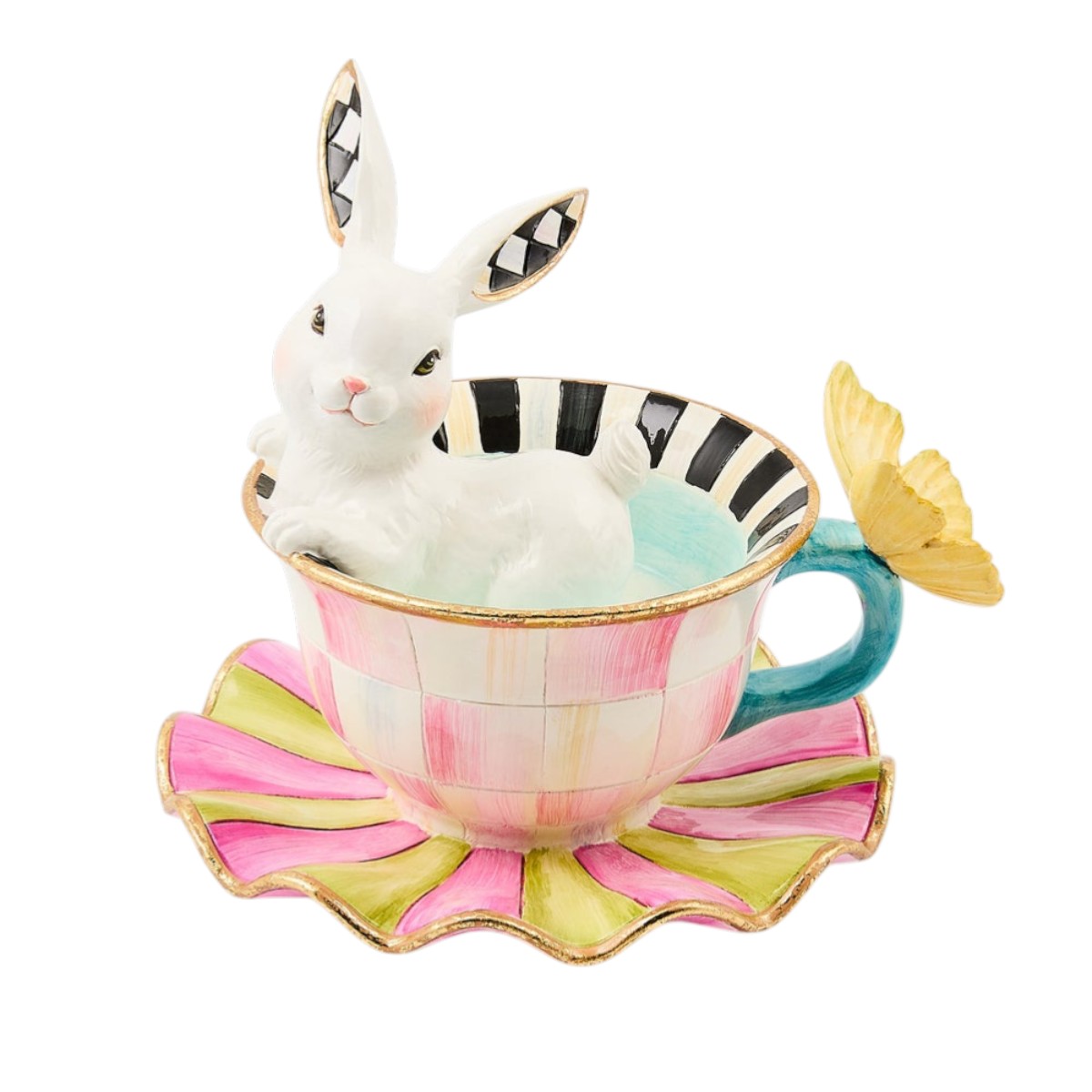 MacKenzie-Childs Teacup Bunny Figurine, Frolic Spring