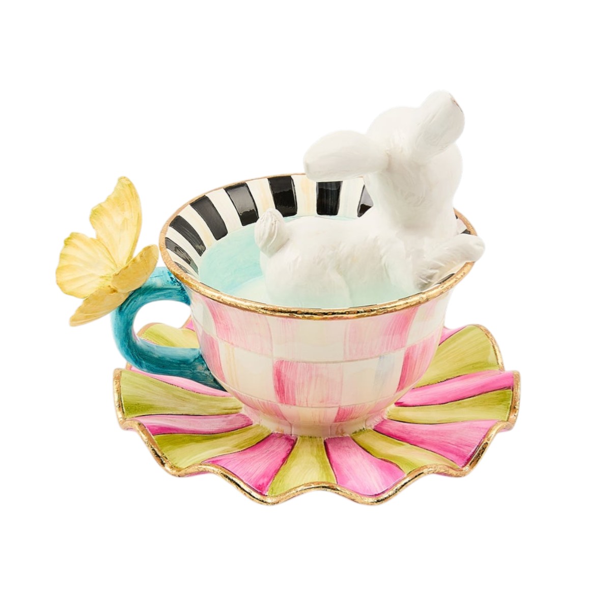 MacKenzie-Childs Teacup Bunny Figurine, Frolic Spring