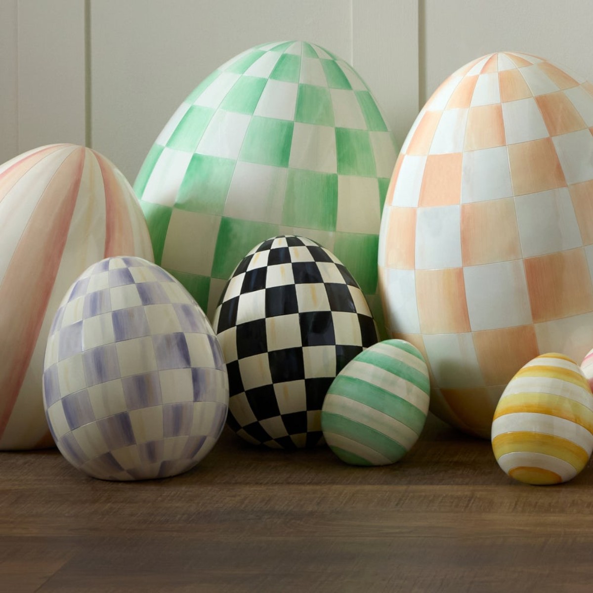 MacKenzie-Childs Small Egg Figurine, Courtly Check