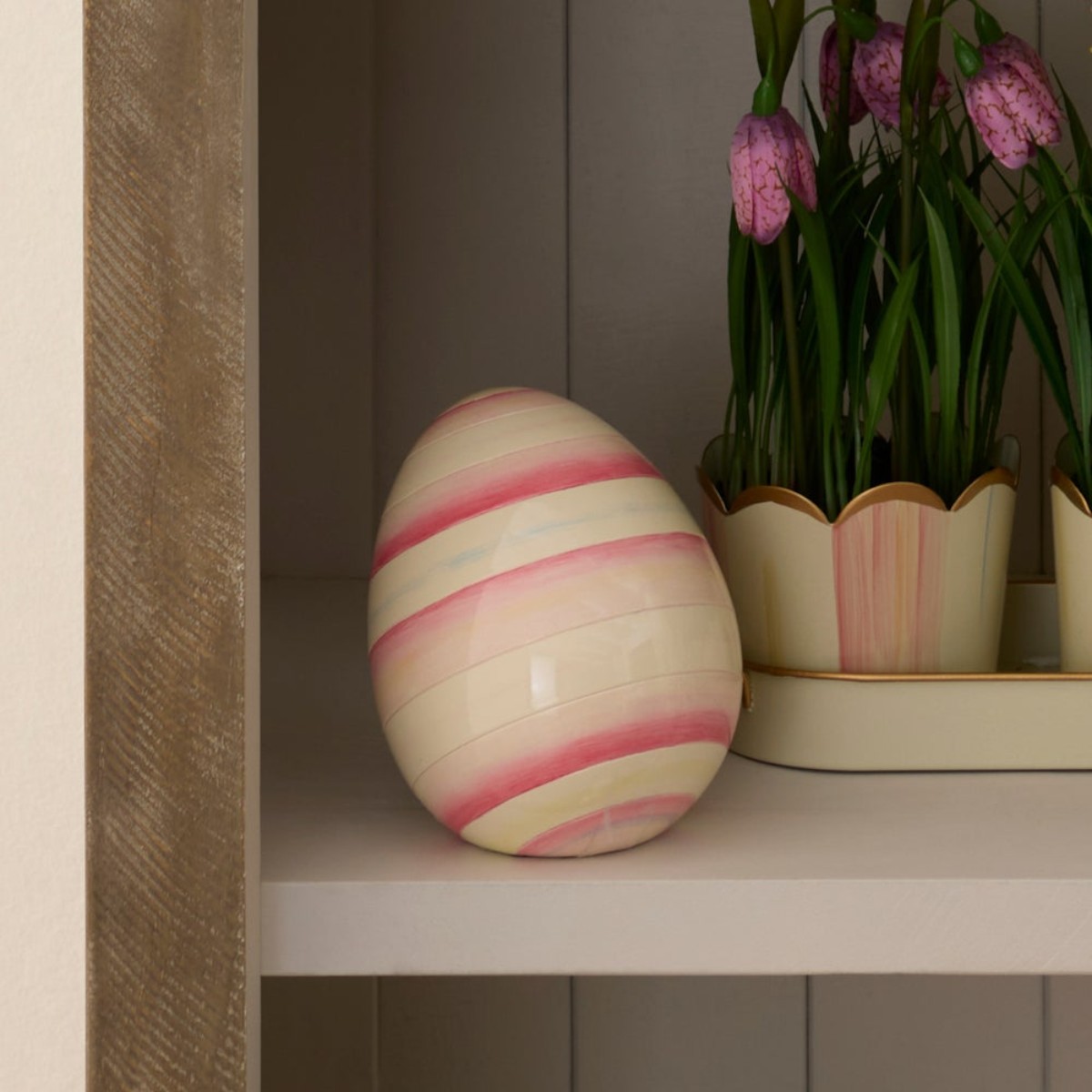 MacKenzie-Childs Mini Egg Figurine, Bubblegum Stripe