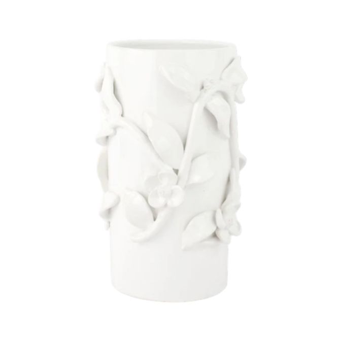 Vietri Bougainvillea Garden White Cachepot, Medium