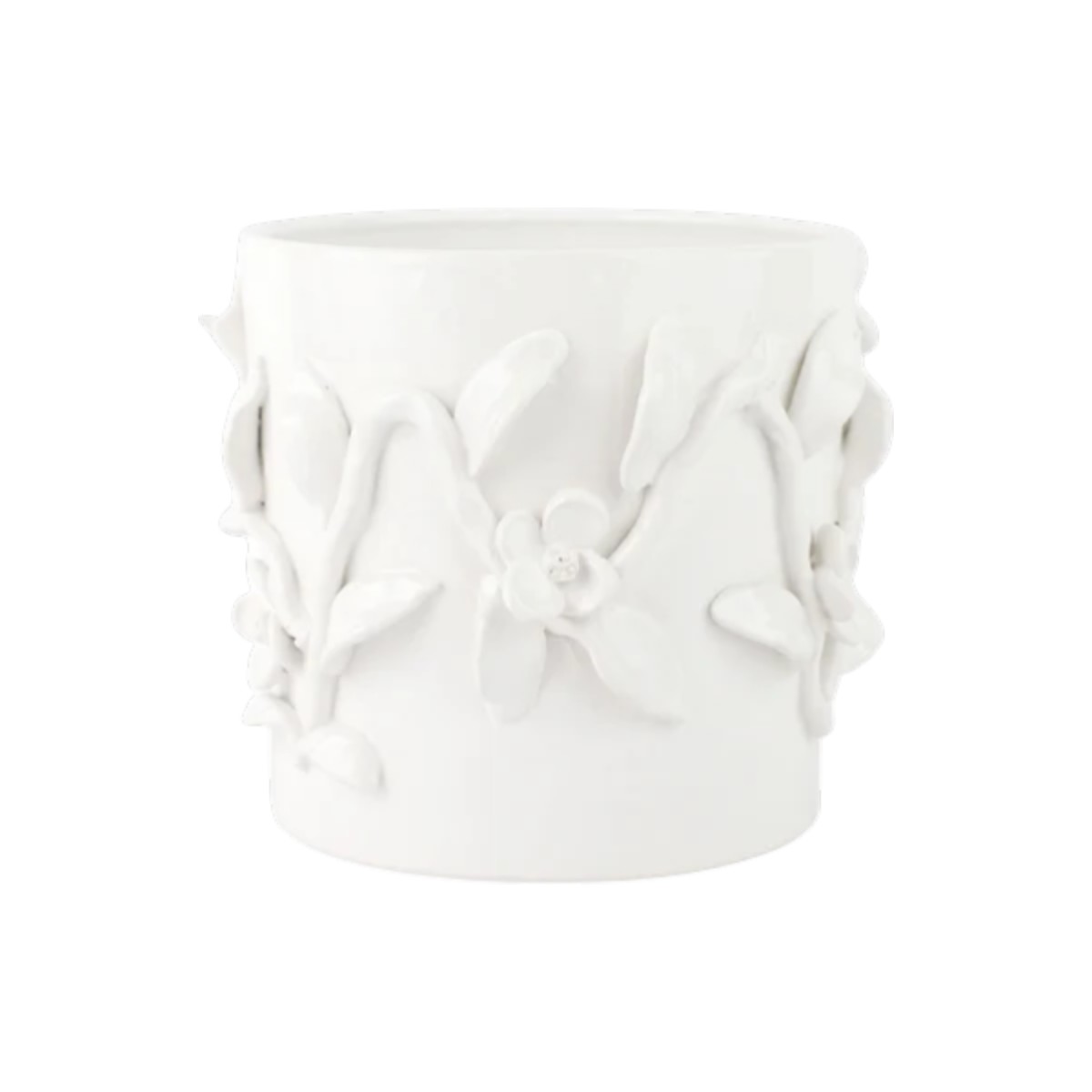 Vietri Bougainvillea Garden White Cachepot, Short