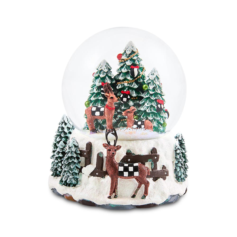 MacKenzie-Childs Holiday Forest Deer Snow Globe