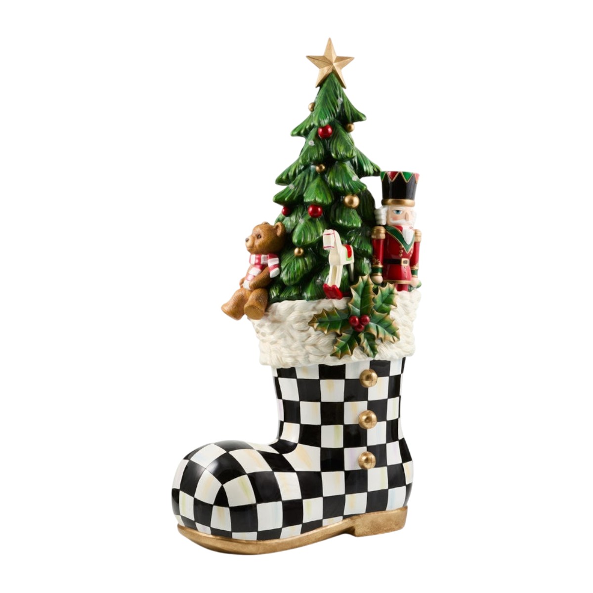 MacKenzie-Childs Illuminated Trophy Santa Boot