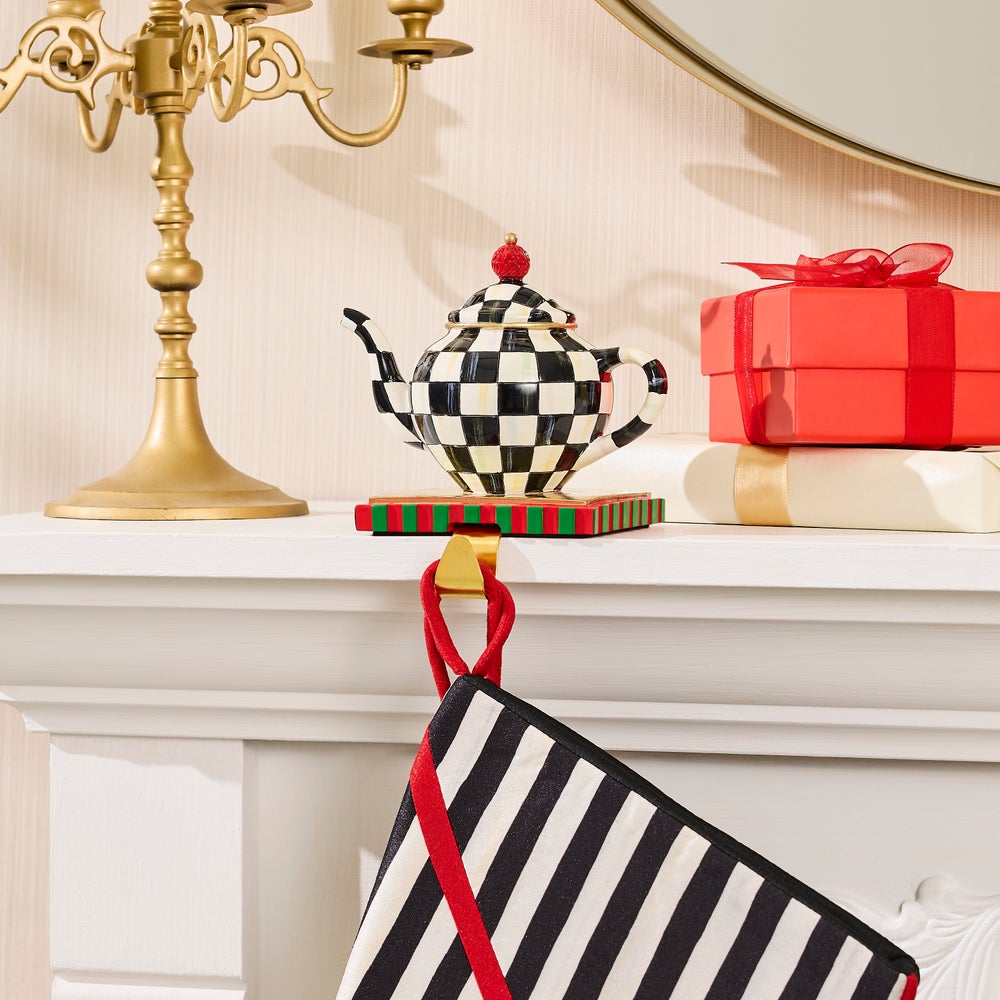 MacKenzie-Childs Teapot Stocking Holder, Courtly Check