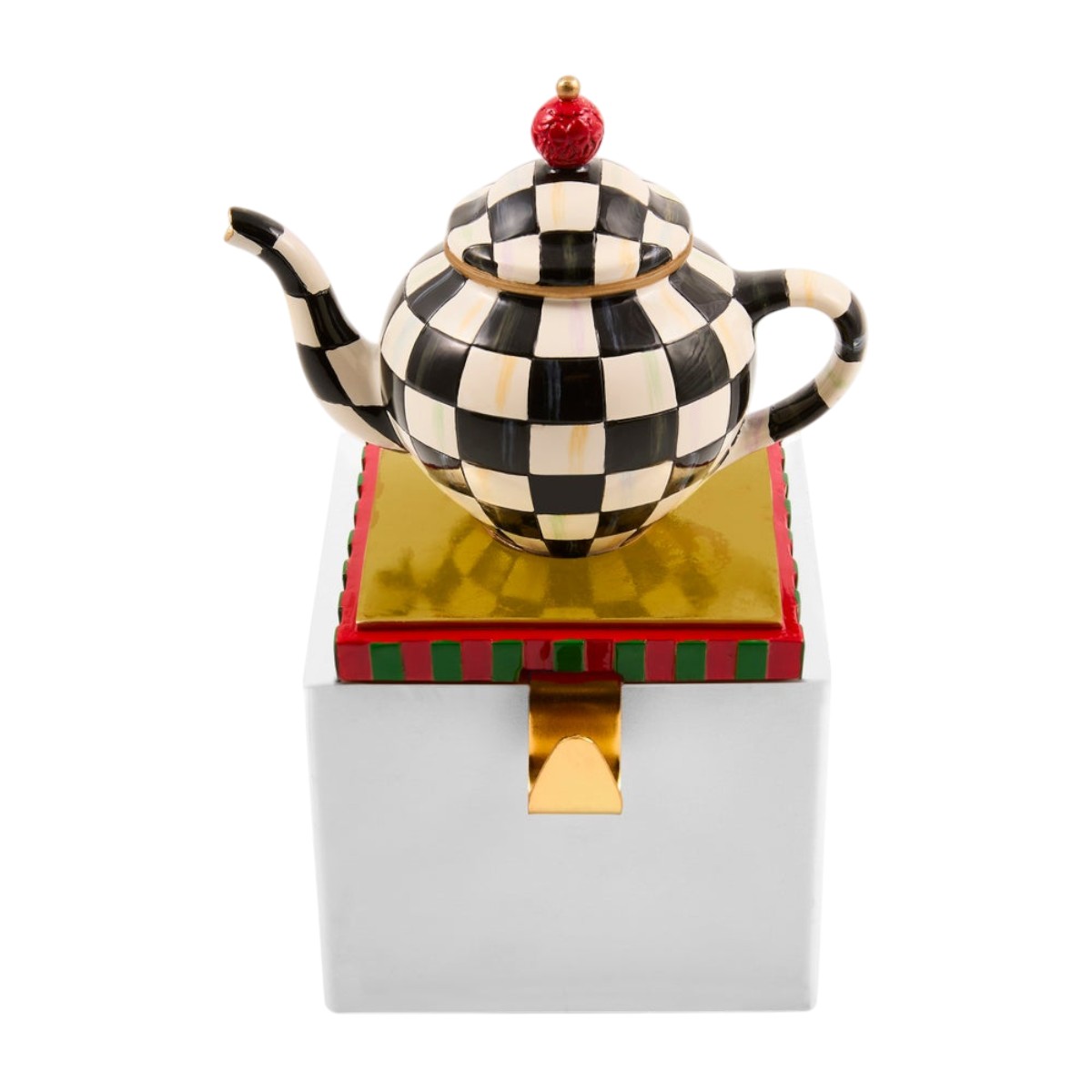 MacKenzie-Childs Teapot Stocking Holder, Courtly Check