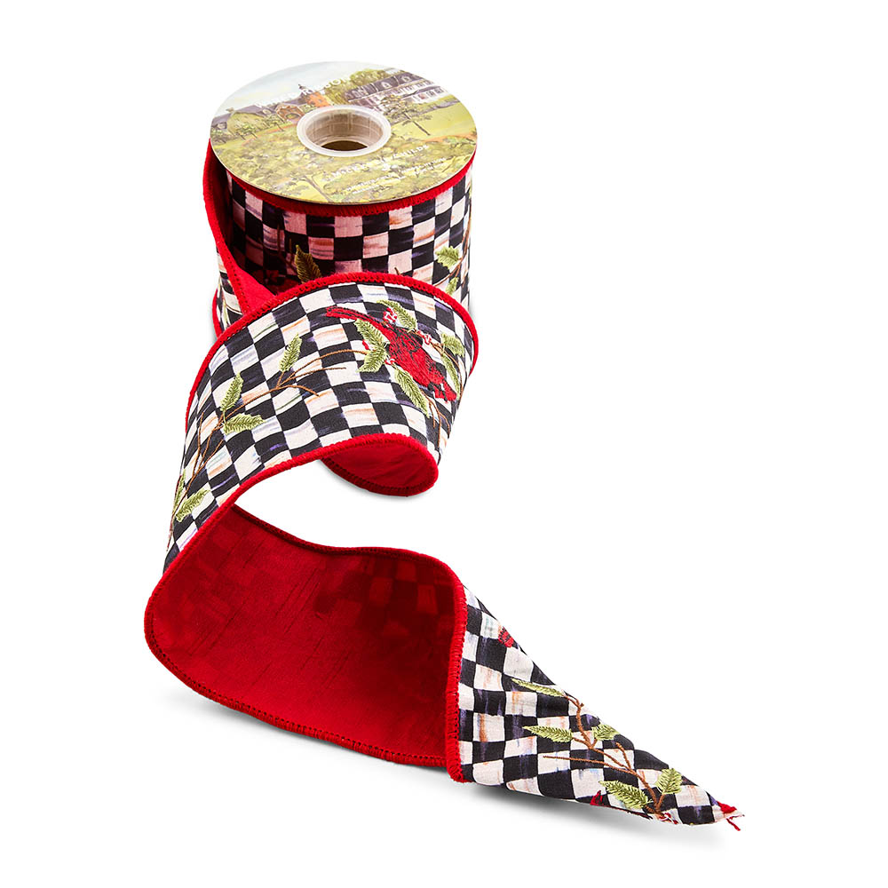 MacKenzie-Childs Courtly Check Cardinal Ribbon, 4