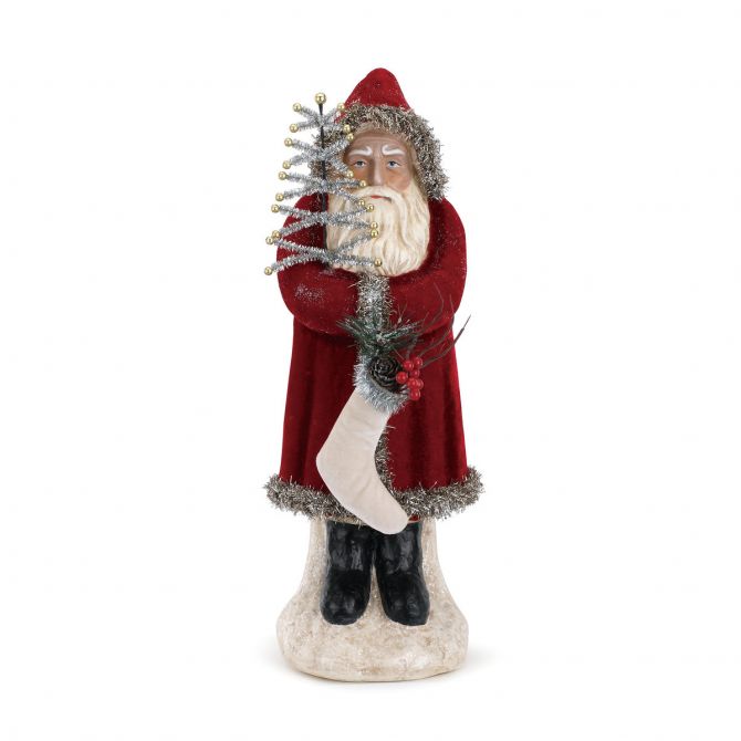 Demdaco Large Red Velvet Santa Figurine