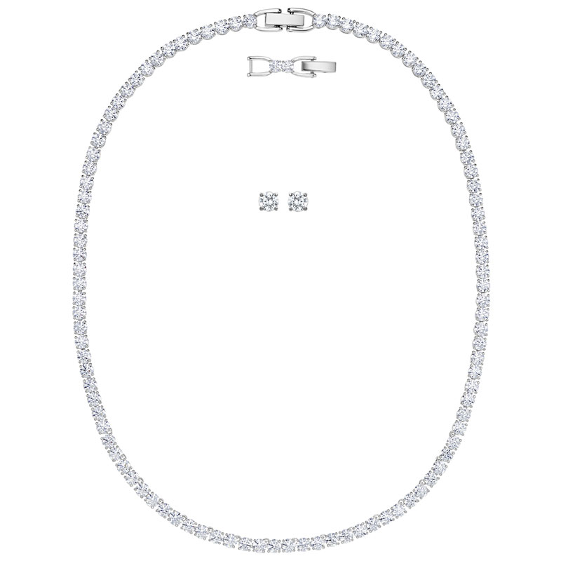 Swarovski Tennis Deluxe Set, White in Silver Tone
