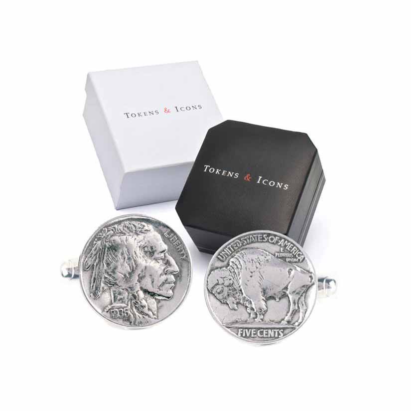 Tokens & Icons Buffalo Nickel Cuff Links