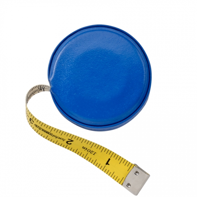 Graphic Image Tape Measure, Blue Vachetta Leather