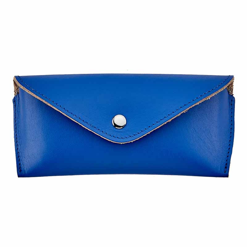 Graphic Image Eyeglass Case, Electric Blue Leather