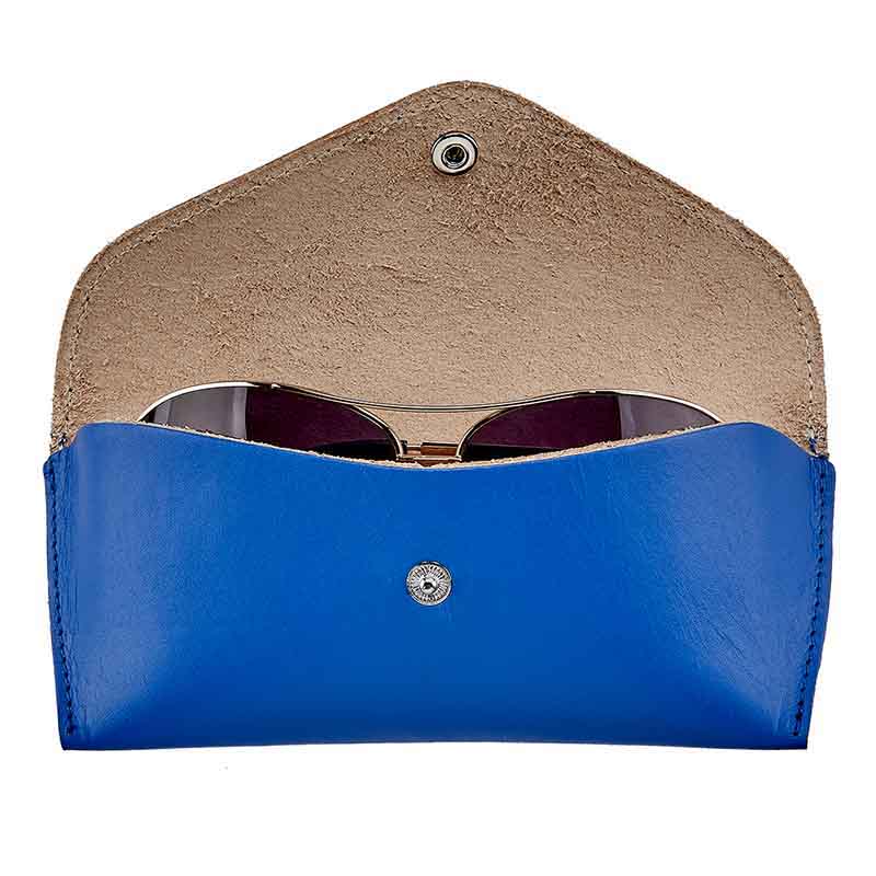 Graphic Image Eyeglass Case, Electric Blue Leather