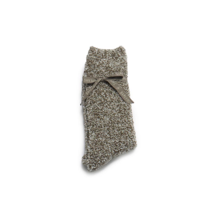 Barefoot Dreams The CozyChic Heathered Men's Socks, Warm Grey and White