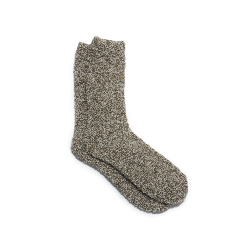 Barefoot Dreams The CozyChic Heathered Men's Socks, Warm Grey and White