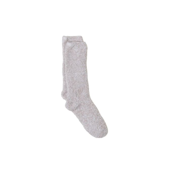 Barefoot Dreams Cozychic Women's Socks, White and Heathered Stone